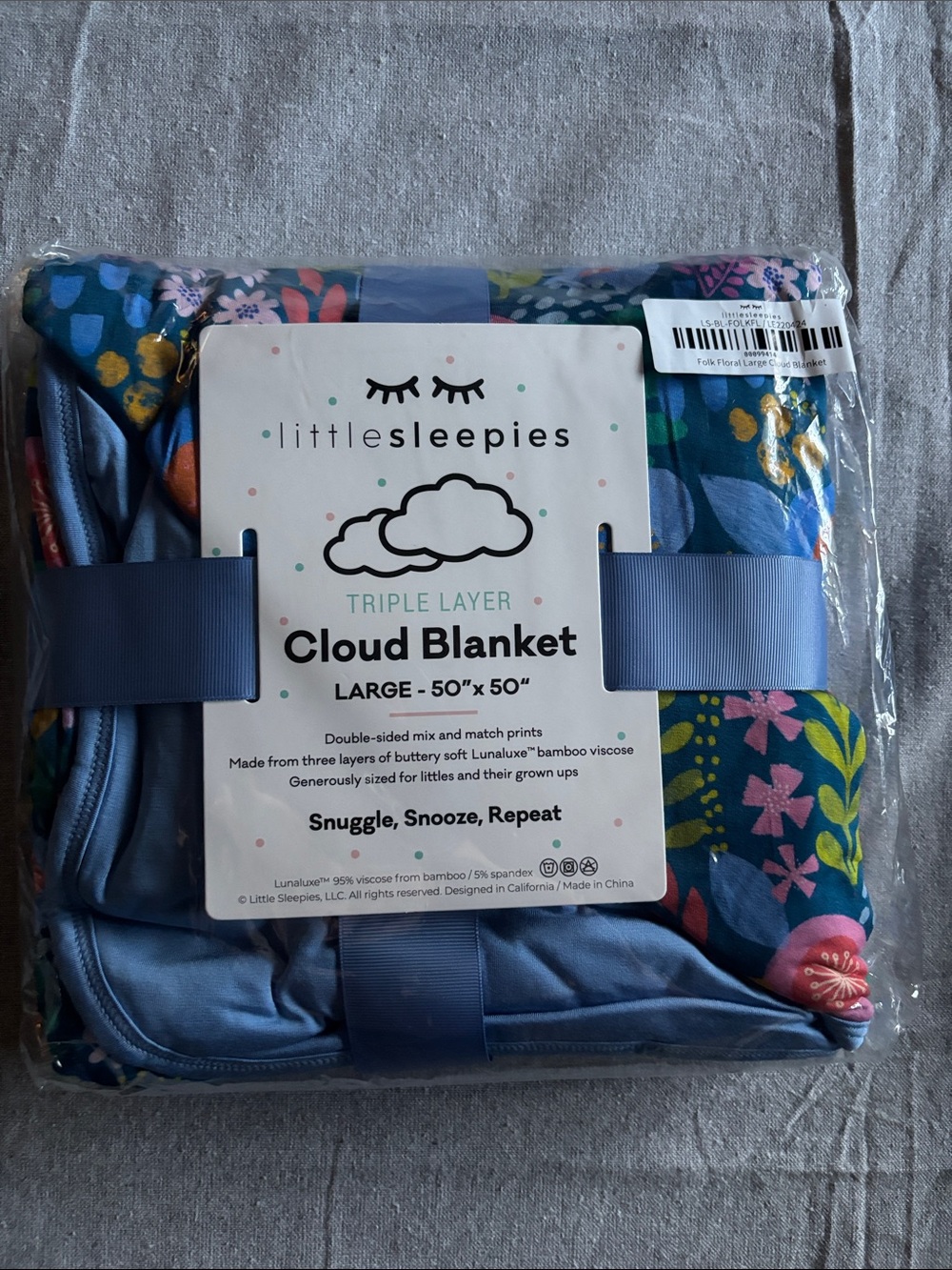 Little Sleepies Folk Floral Cloud Blanket NIB